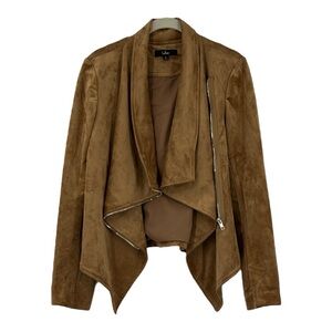Vintage Lulus Wild at Heart Tan Vegan Suede Moto asymmetrical Jacket SZ S New